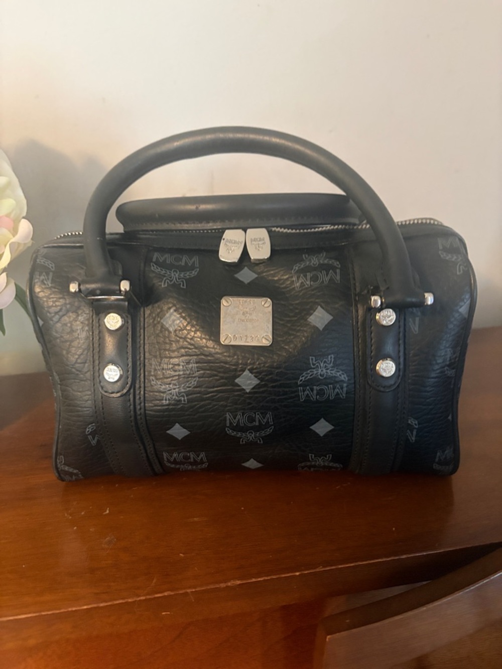 MCM Black Visetos Mini Satchel with Silver Hardware - Picture 2 of 14